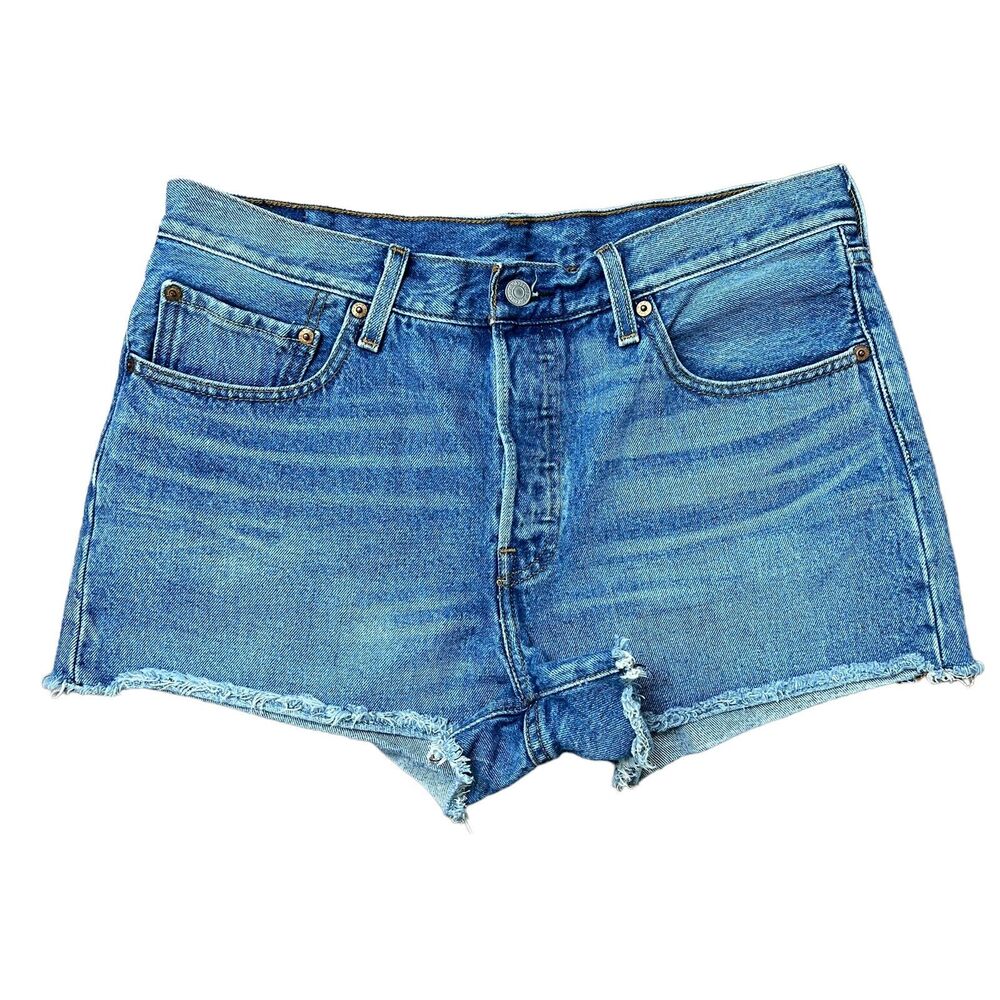 Levi’s 501 Sz 31 Shorts Cut Off Jean Button Front High Rise Short Denim Women’s